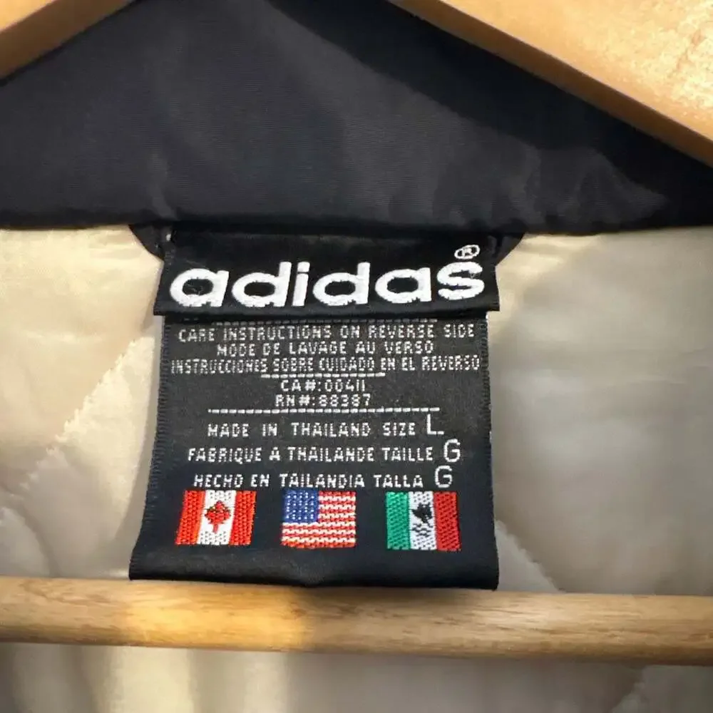 Vintage Adidas Black and White Color Block Puffer Jacket Size L
